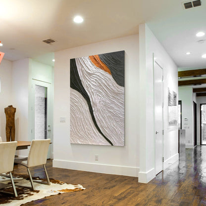 Black and White Abstract Textured Painting: Modern Minimalist Wall Art #2