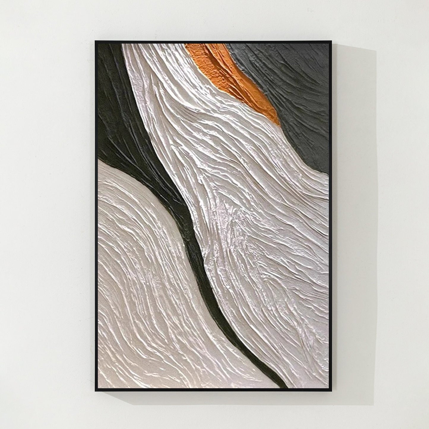 Black and White Abstract Textured Painting: Modern Minimalist Wall Art #7