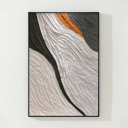 Black and White Abstract Textured Painting: Modern Minimalist Wall Art #7