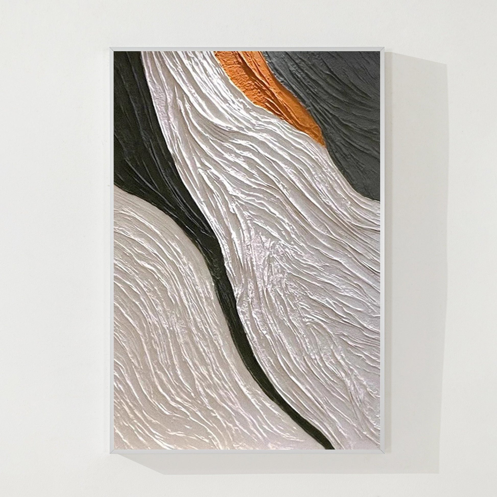 Black and White Abstract Textured Painting: Modern Minimalist Wall Art #9