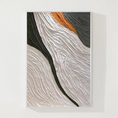 Black and White Abstract Textured Painting: Modern Minimalist Wall Art #9