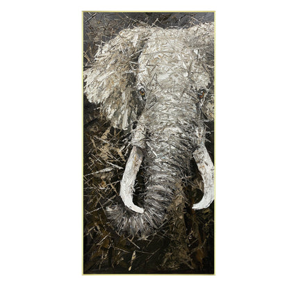 Black and White Elephant Painting on Canvas: Large Vertical Wall Art #7