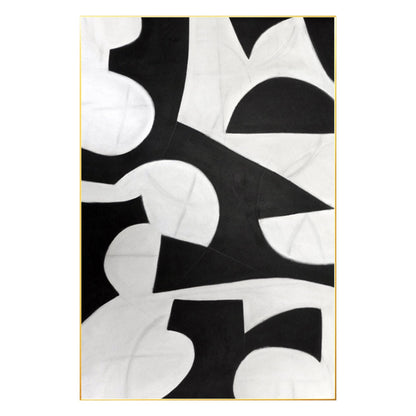 Black and White Geometric Painting: Extra Large Organic Shape Canvas Art #7