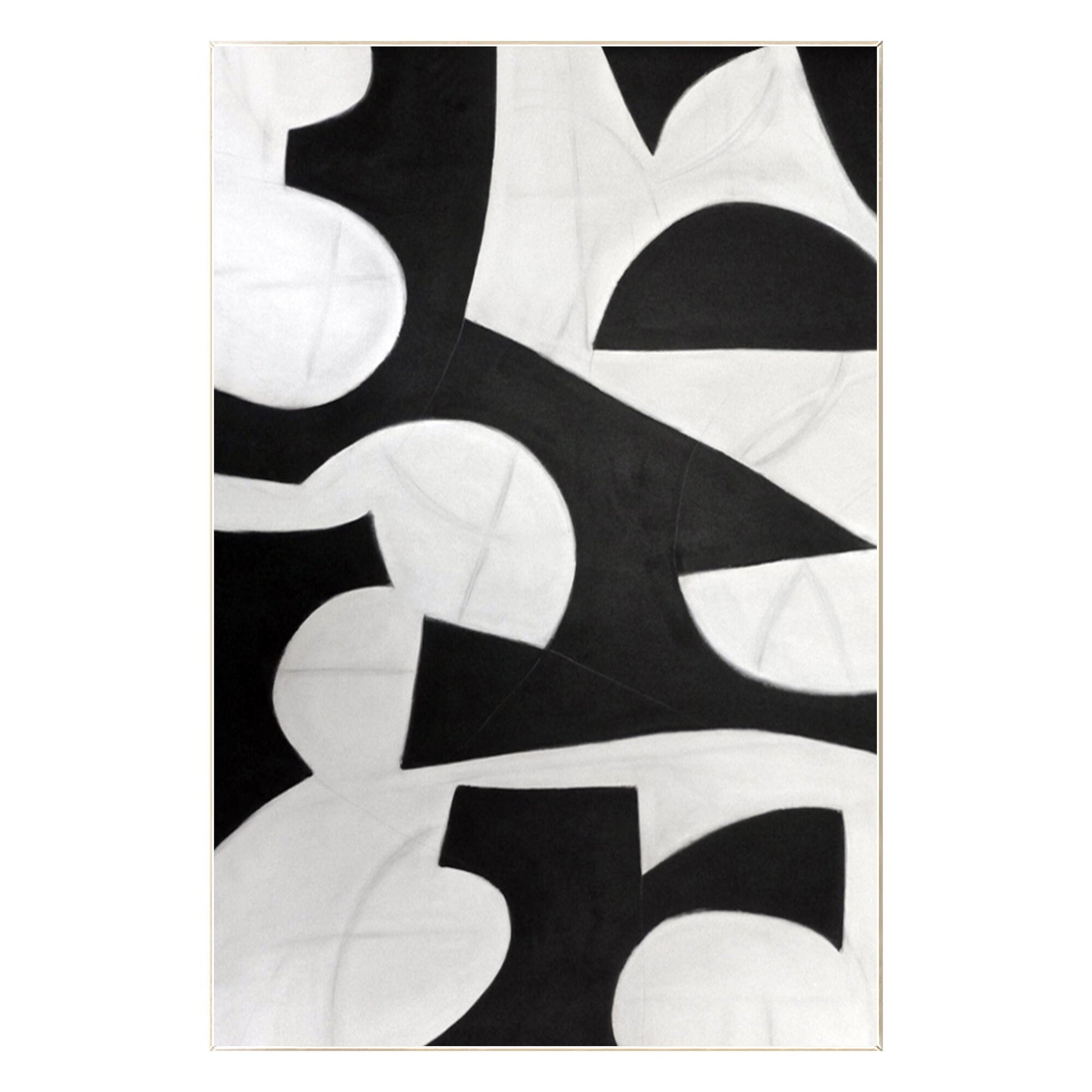 Black and White Geometric Painting: Extra Large Organic Shape Canvas Art #8