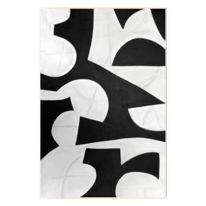 Black and White Geometric Painting: Extra Large Organic Shape Canvas Art #8