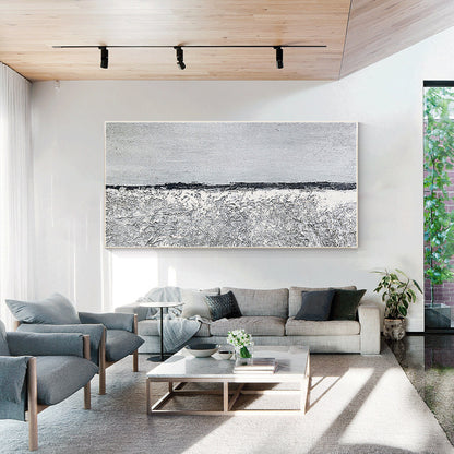 Black and White Seascape Painting: Abstract Coastal Wall Art #3