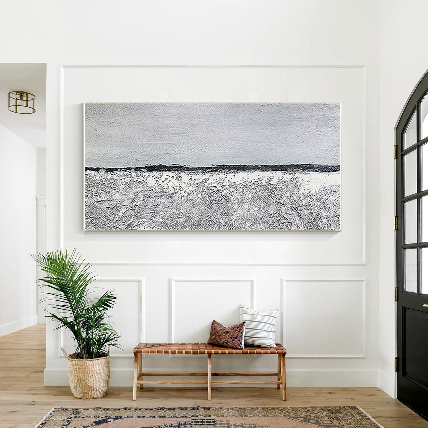 Black and White Seascape Painting: Abstract Coastal Wall Art #5