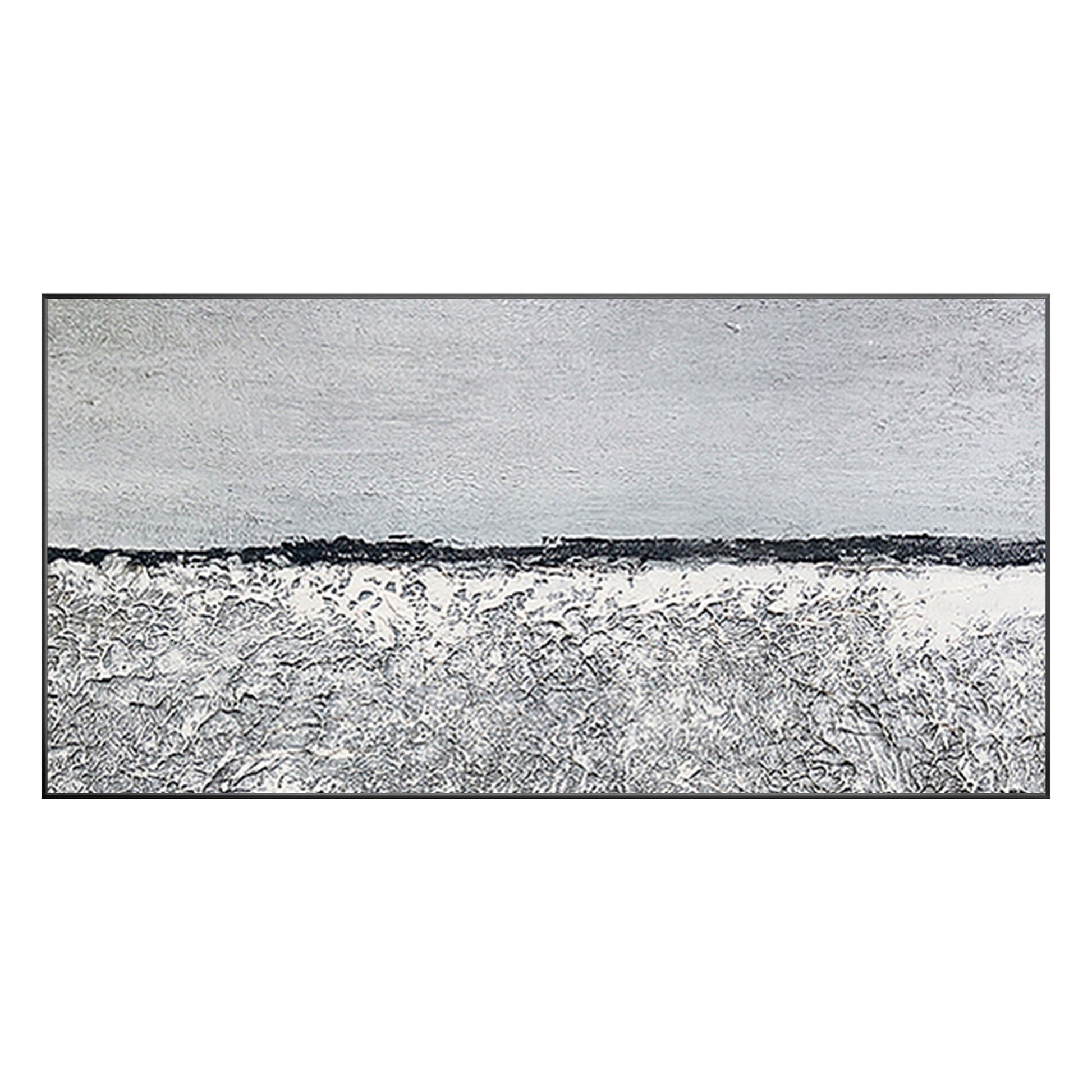 Black and White Seascape Painting: Abstract Coastal Wall Art #8