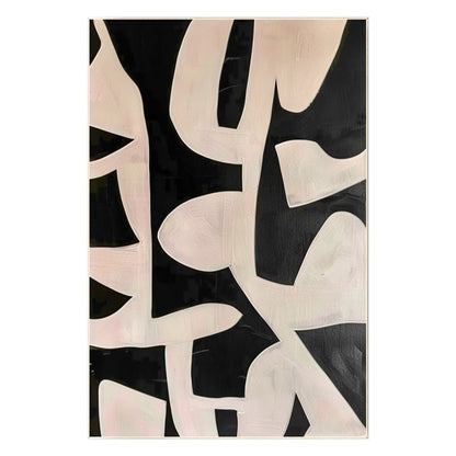 Black Beige Geometric Texture Art: Extra Large Framed Canvas Painting #8