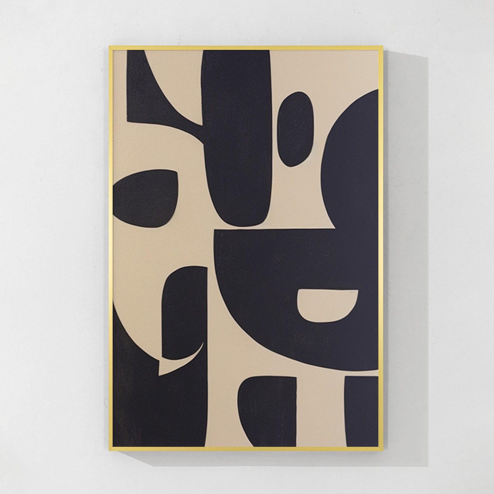 Black Beige Geometric Texture Art: Extra Large Minimalist Canvas Painting #7