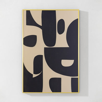 Black Beige Geometric Texture Art: Extra Large Minimalist Canvas Painting #7