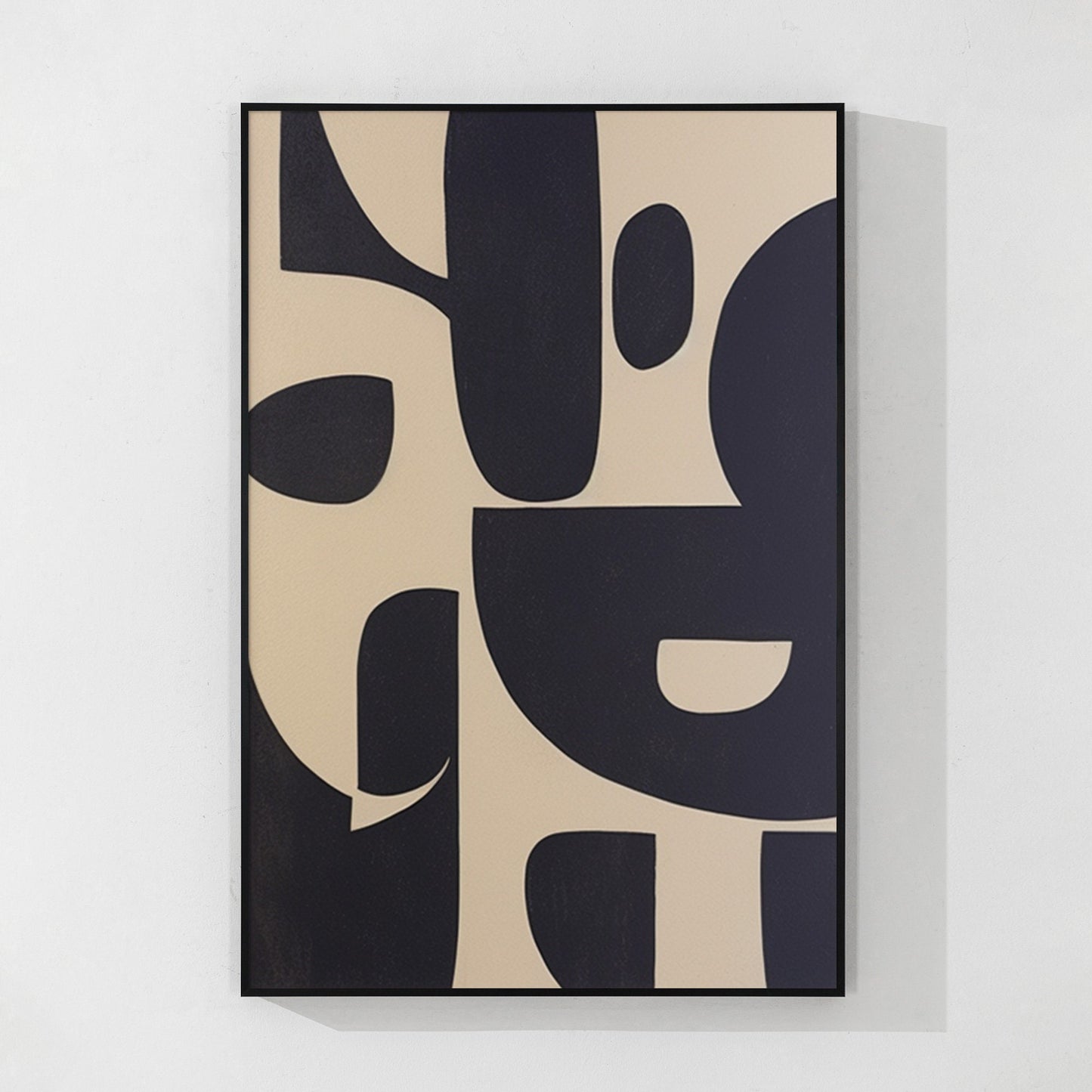 Black Beige Geometric Texture Art: Extra Large Minimalist Canvas Painting #9