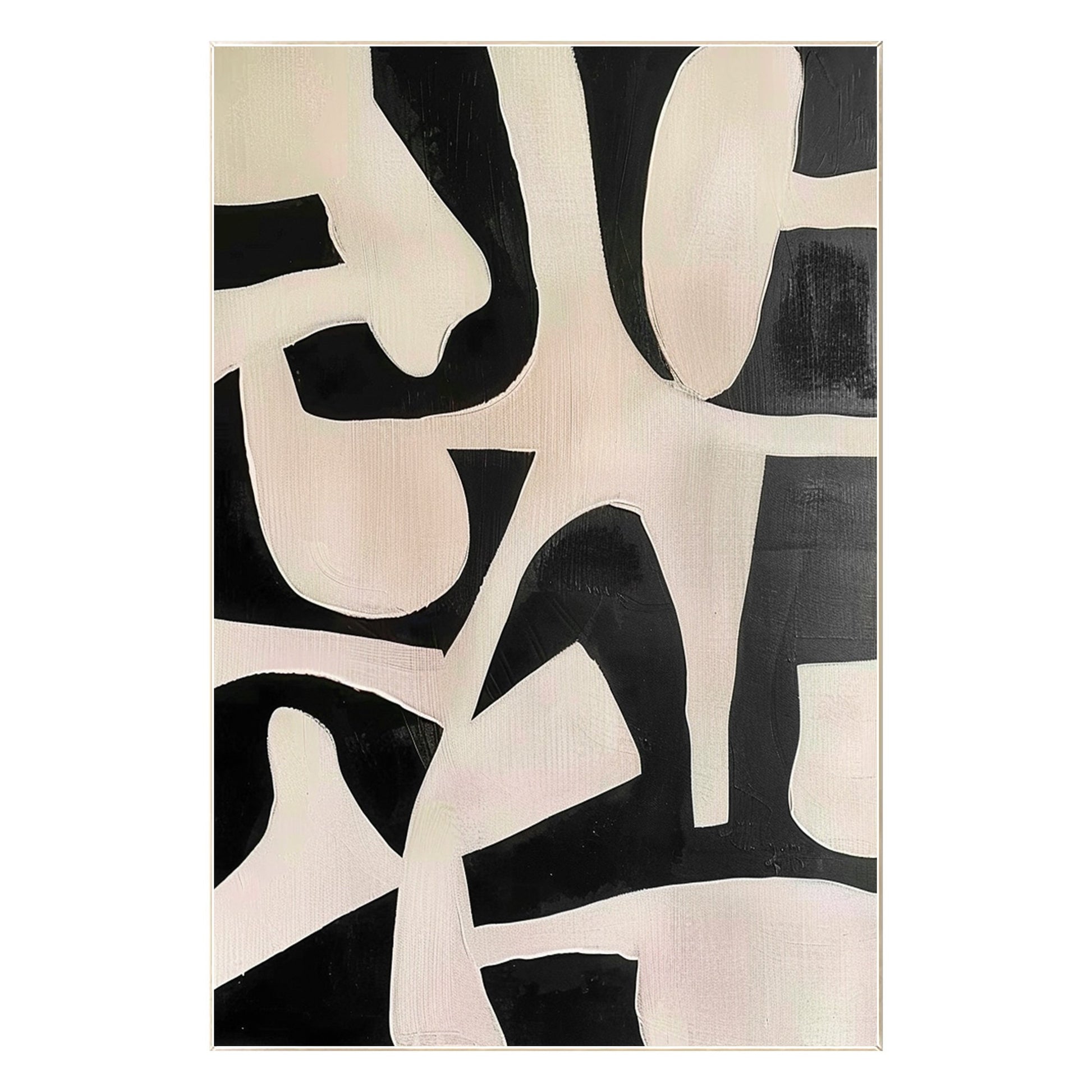 Black Beige Geometric Texture Art: Modern Minimalist Acrylic Painting #11