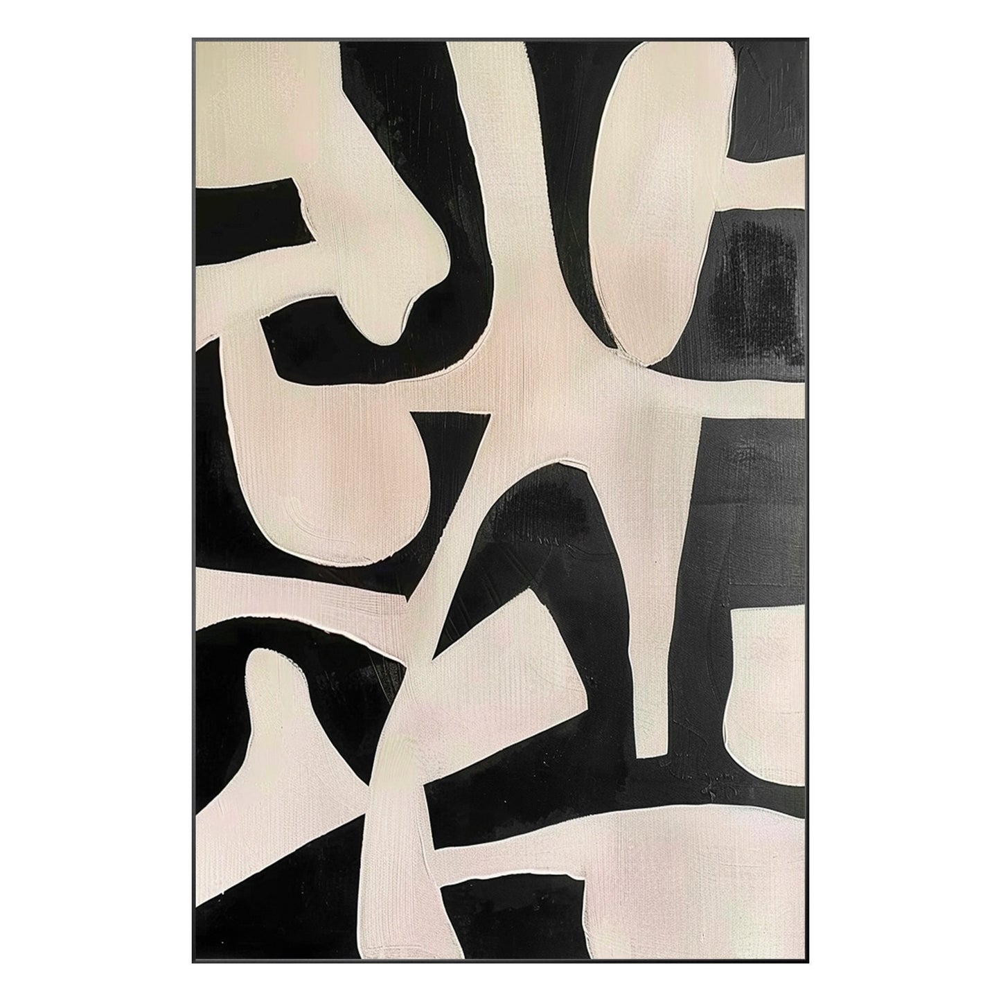 Black Beige Geometric Texture Art: Modern Minimalist Acrylic Painting #12