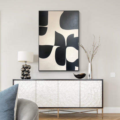 Black Beige Texture Art: Extra Large Geometric Canvas Painting #2