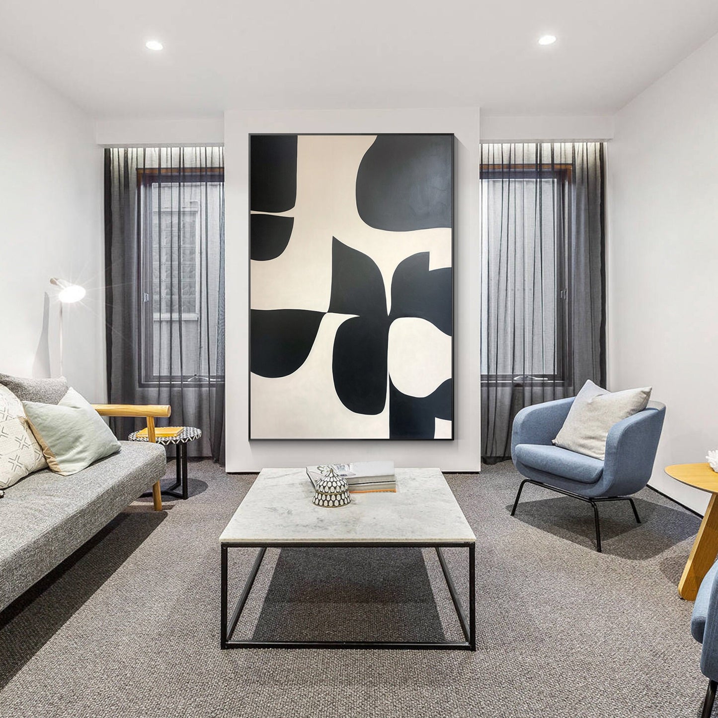 Black Beige Texture Art: Extra Large Geometric Canvas Painting #3