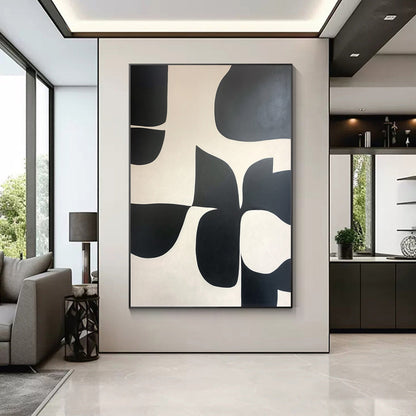 Black Beige Texture Art: Extra Large Geometric Canvas Painting #1