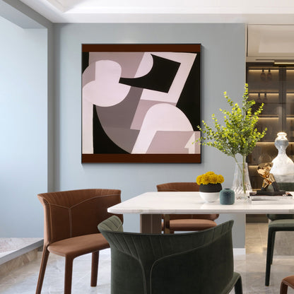 Black Brown Geometric Painting Original Painting Canvas, Square Organic Shap Art #3