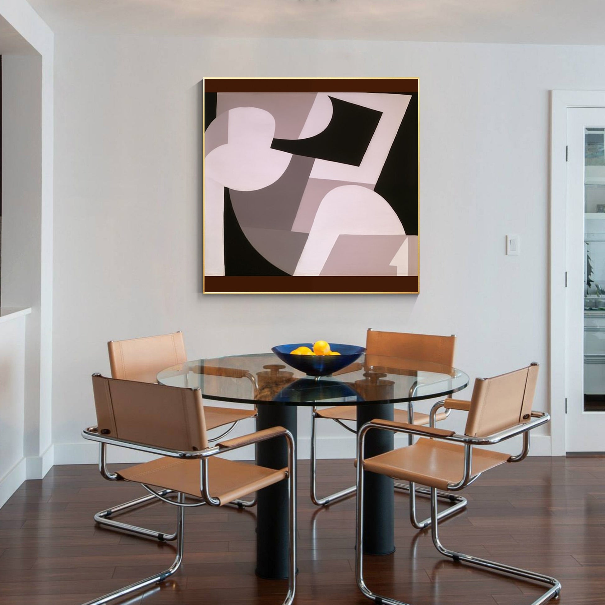 Black Brown Geometric Painting Original Painting Canvas, Square Organic Shap Art #5