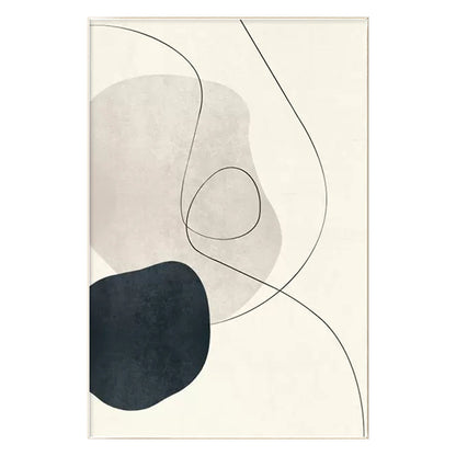 Black & Gray Wabi Sabi Painting: Minimalist Framed Canvas Wall Art #8