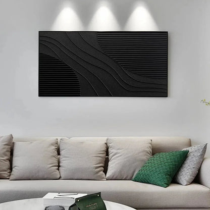 BLACK TEXTURE: Minimalist Textured Painting in Black | minimalist textured mood, soft natural light studio shot