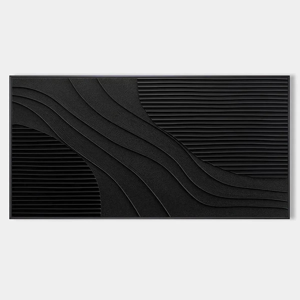 BLACK TEXTURE: Minimalist Textured Painting in Black | hanging in living room, minimalist textured wall art