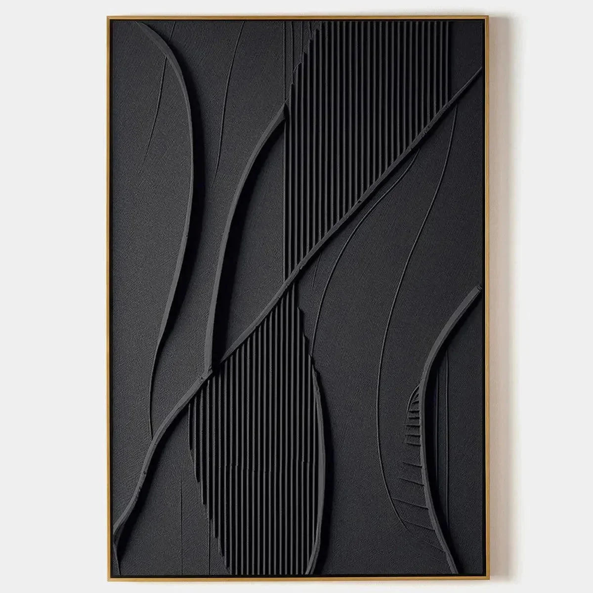BLACK TEXTURED ABSTRACT: Minimalist Textured Painting in Black | hanging in living room, minimalist abstract wall art