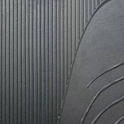 BLACK TEXTURED CURVES: Minimalist Textured Abstract Painting | gold frame stretched on neutral wall