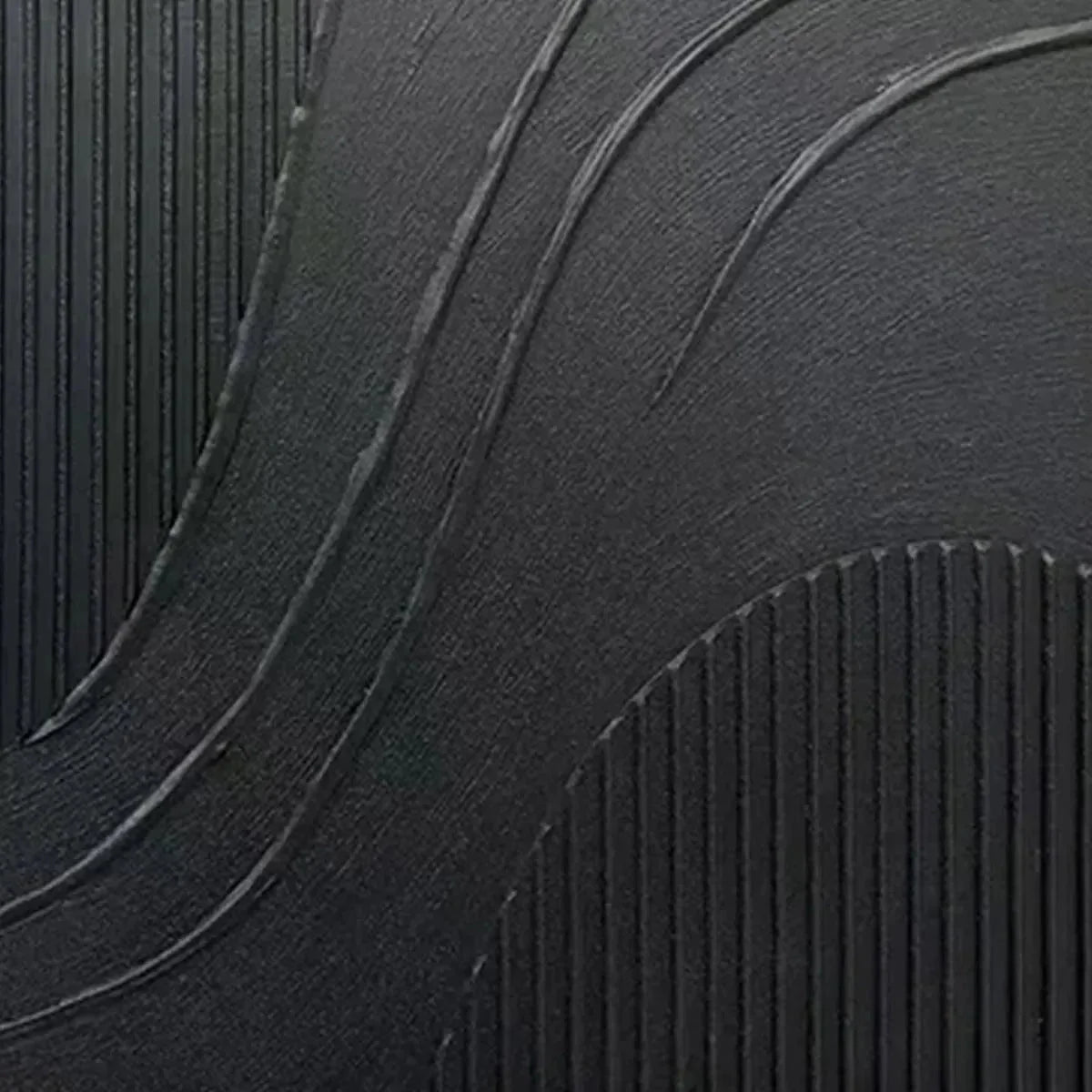BLACK TEXTURED CURVES: Minimalist Textured Abstract Painting | Minimalist mood, soft natural light studio shot