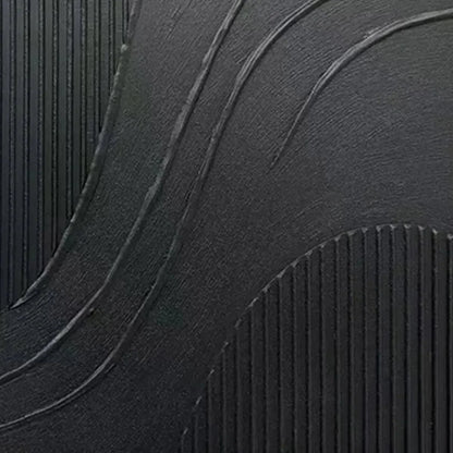 BLACK TEXTURED CURVES: Minimalist Textured Abstract Painting | Minimalist mood, soft natural light studio shot