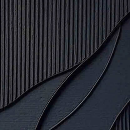 BLACK TEXTURED WAVES: Minimalist Textured Abstract Painting | minimalist textured mood, soft natural light studio shot
