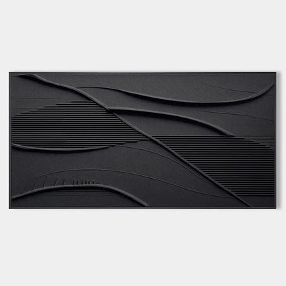 BLACK TEXTURED WAVES: Minimalist Textured Painting | hanging in BLACK TEXTURED WAVES: Minimalist Textured Painting featuring layered textured brushwork in refined tones; minimalist composition with...