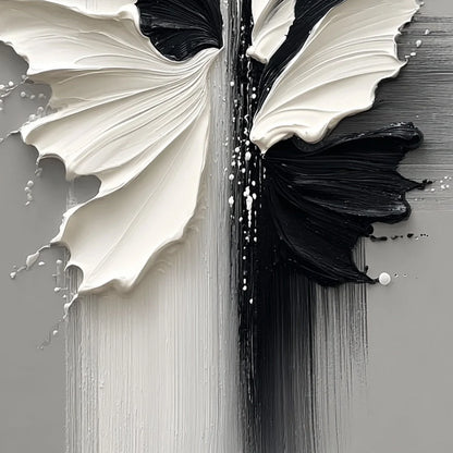 METAMORPHOSIS: Textured Abstract Butterfly Painting in Black and White | rolled canvas, ready for custom framing