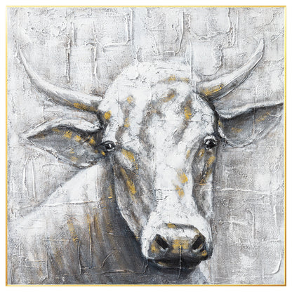 Black White Cow Texture Wall Art, Original Painting On Canvas, Extra Large Squar #8