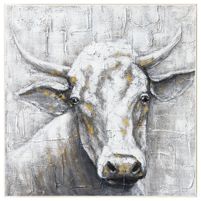 Black White Cow Texture Wall Art, Original Painting On Canvas, Extra Large Squar #9