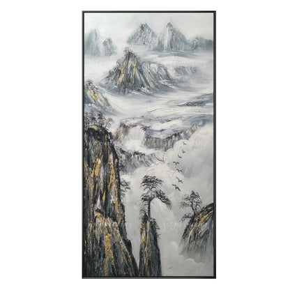 Black White Gold Mountain Painting Large Landscape Paintings on canvas Framed wa #8