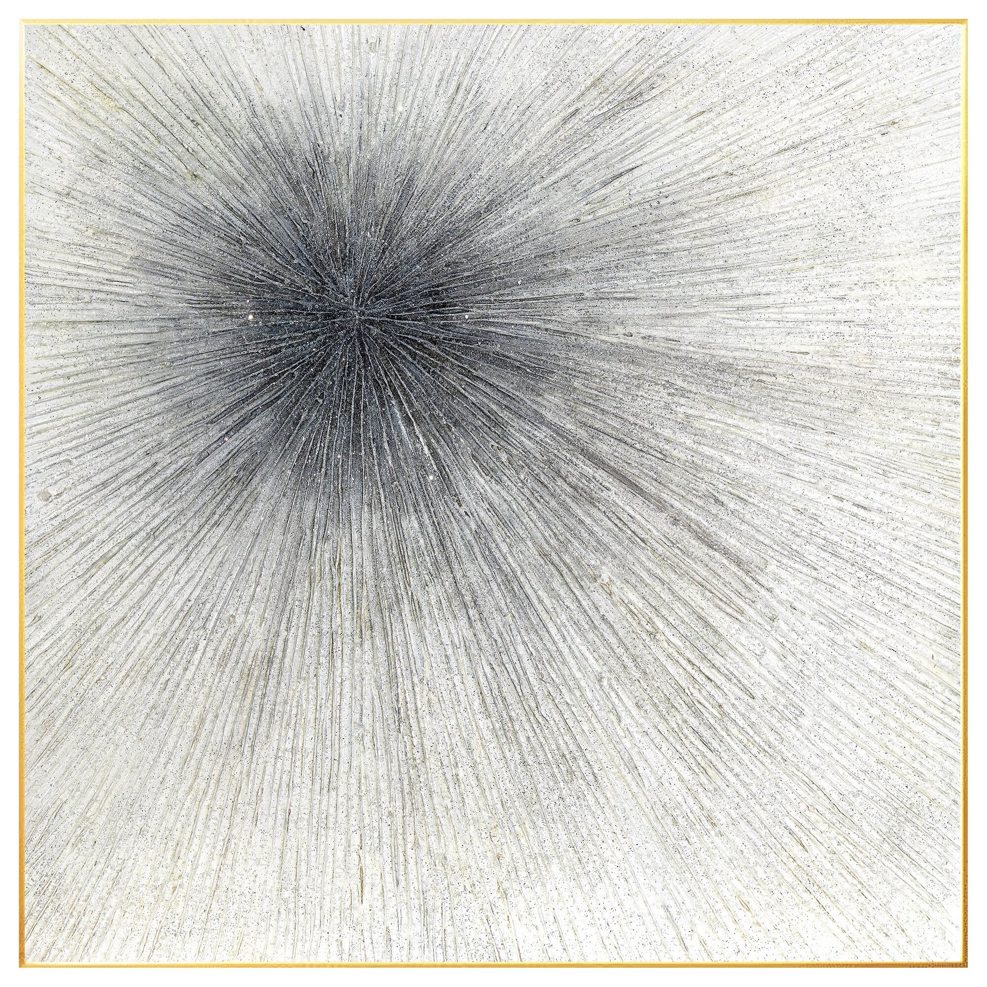 Black White Ray Glitter Painting Original Painting On Canvas, Square Minimalist  #8