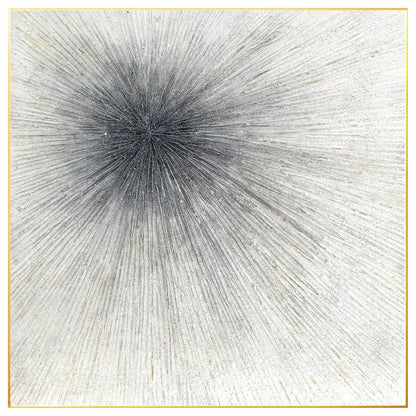 Black White Ray Glitter Painting Original Painting On Canvas, Square Minimalist  #8