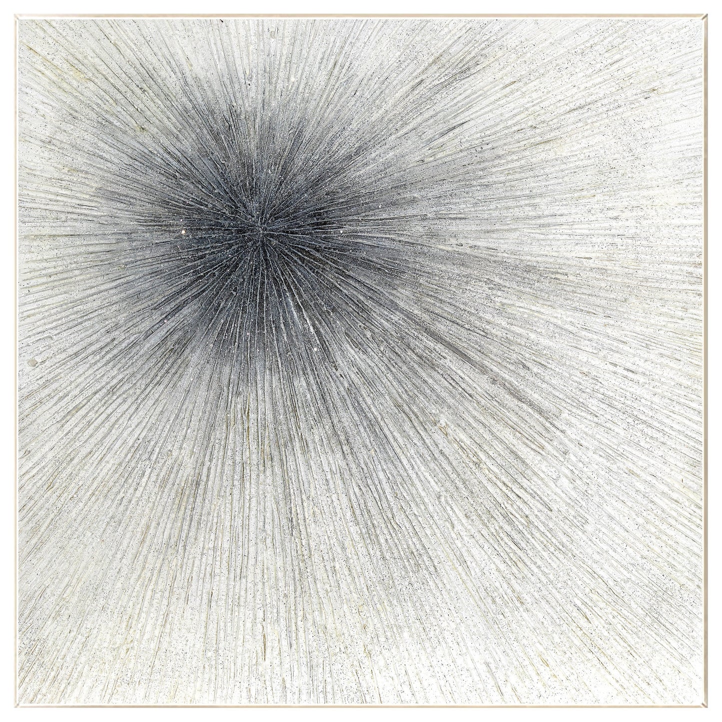 Black White Ray Glitter Painting Original Painting On Canvas, Square Minimalist  #9