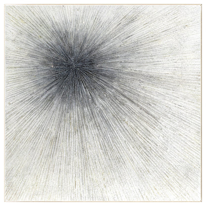 Black White Ray Glitter Painting Original Painting On Canvas, Square Minimalist  #9