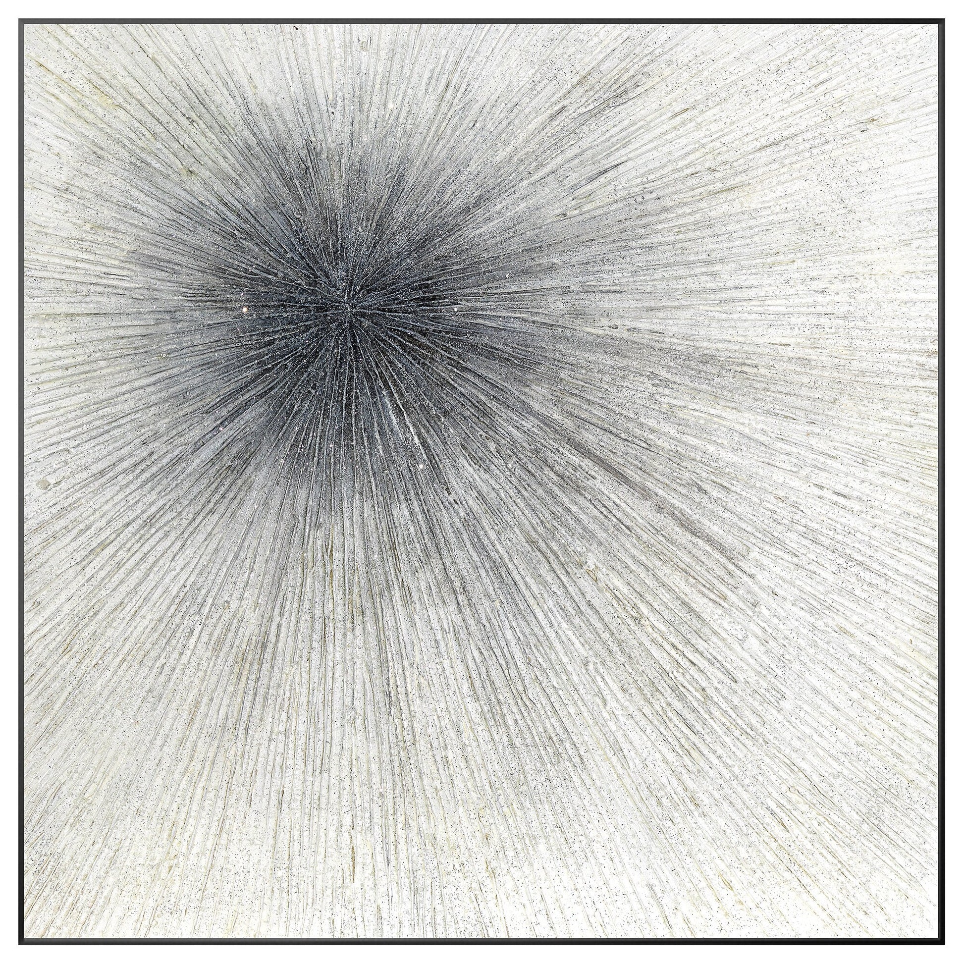 Black White Ray Glitter Painting Original Painting On Canvas, Square Minimalist  #10