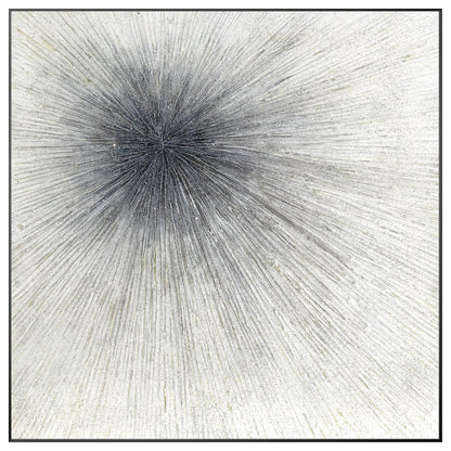 Black White Ray Glitter Painting Original Painting On Canvas, Square Minimalist  #10