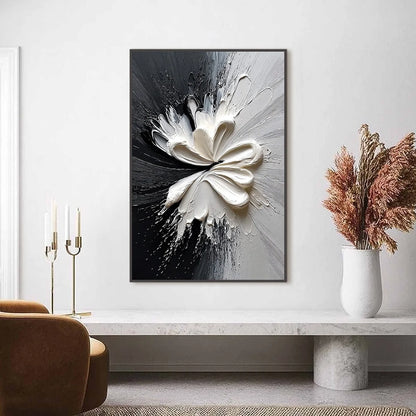 GENESIS: Black and White Textured Abstract Impasto Painting | Abstract closeup, raised brushwork detail