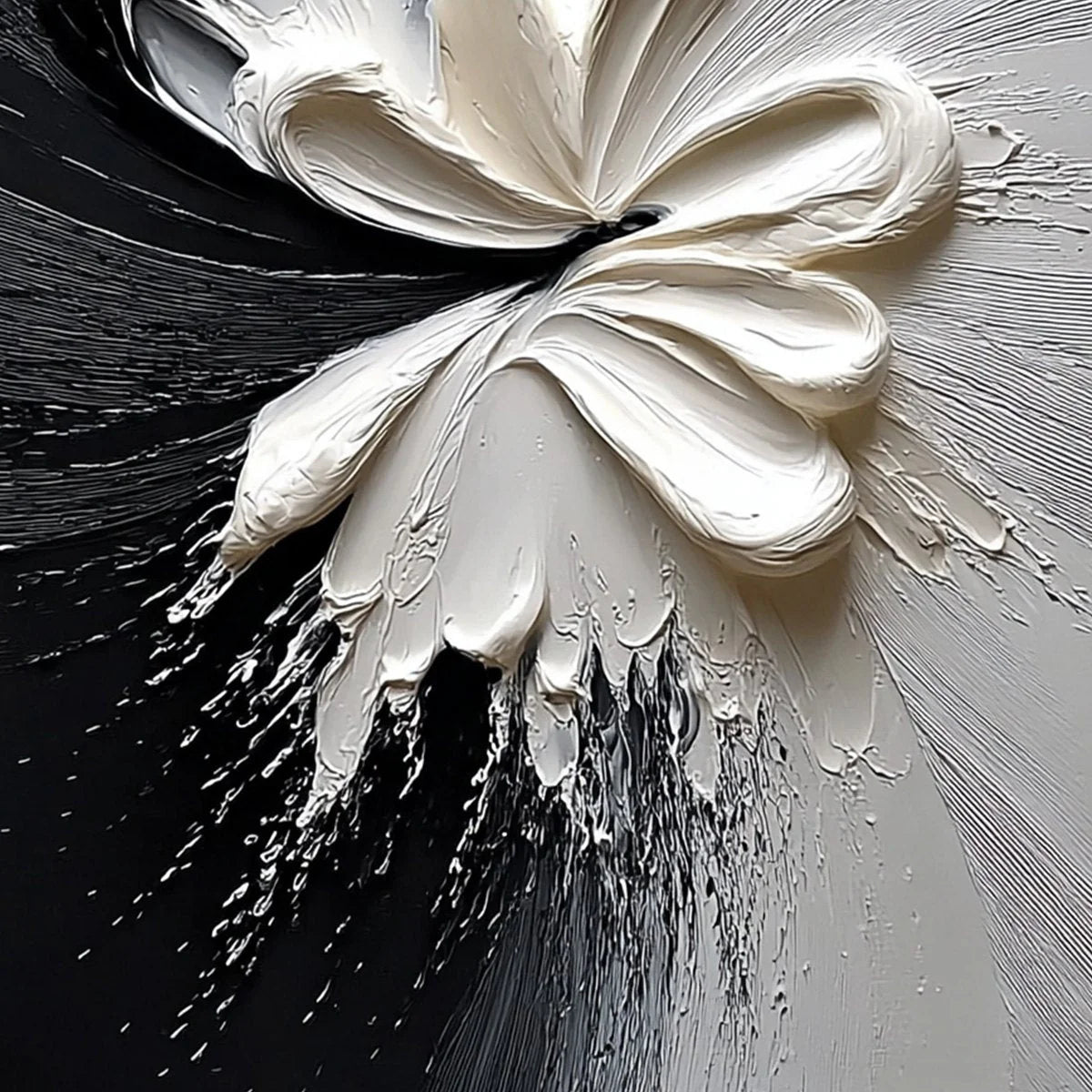 GENESIS: Black and White Textured Abstract Impasto Painting | rolled canvas, ready for custom framing