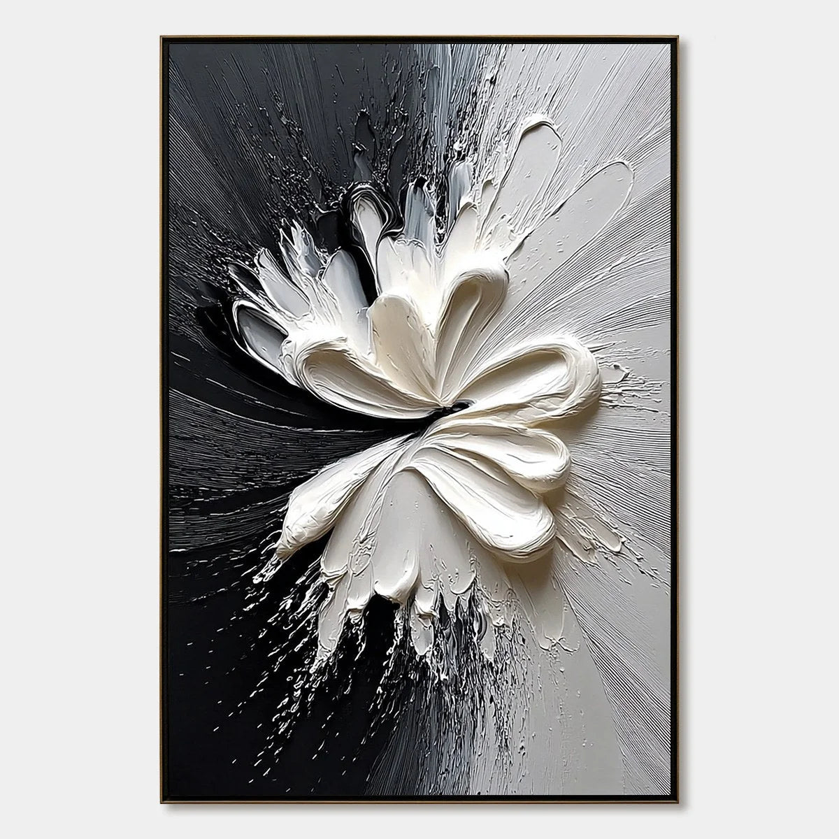 GENESIS: Black and White Textured Abstract Impasto Painting | hanging in living room, Abstract wall art