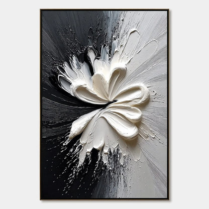 GENESIS: Black and White Textured Abstract Impasto Painting | hanging in living room, Abstract wall art