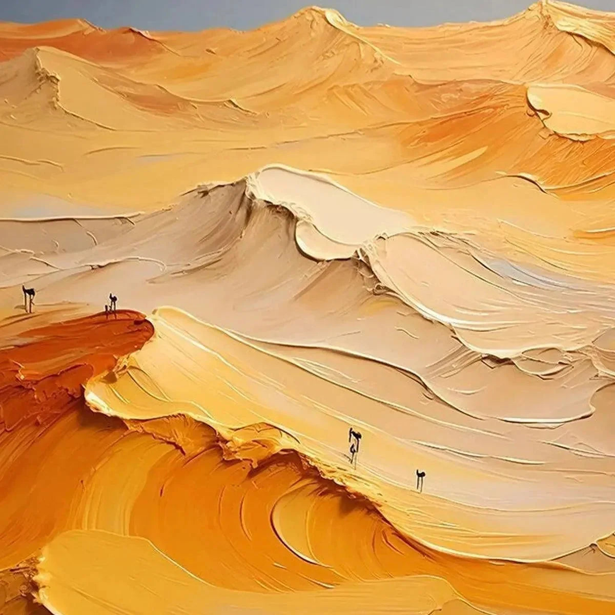 GOLDEN DUNES: Textured Orange Desert Landscape Impasto Painting for Living Room | rolled canvas, ready for custom framing
