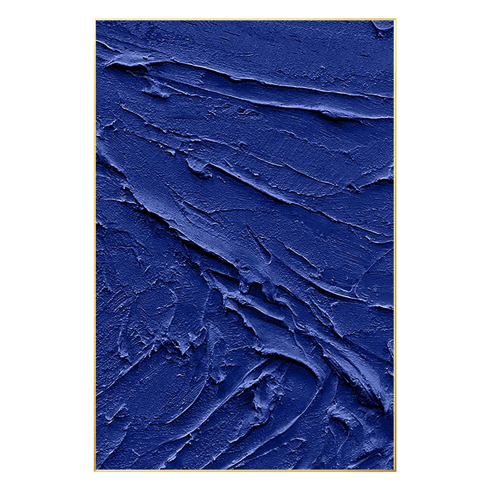 Blauwe zware textuurschildering – extra grote 3D acrylcanvaskunst, minimalistisc #16
