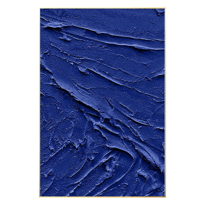 Blauwe zware textuurschildering – extra grote 3D acrylcanvaskunst, minimalistisc #16