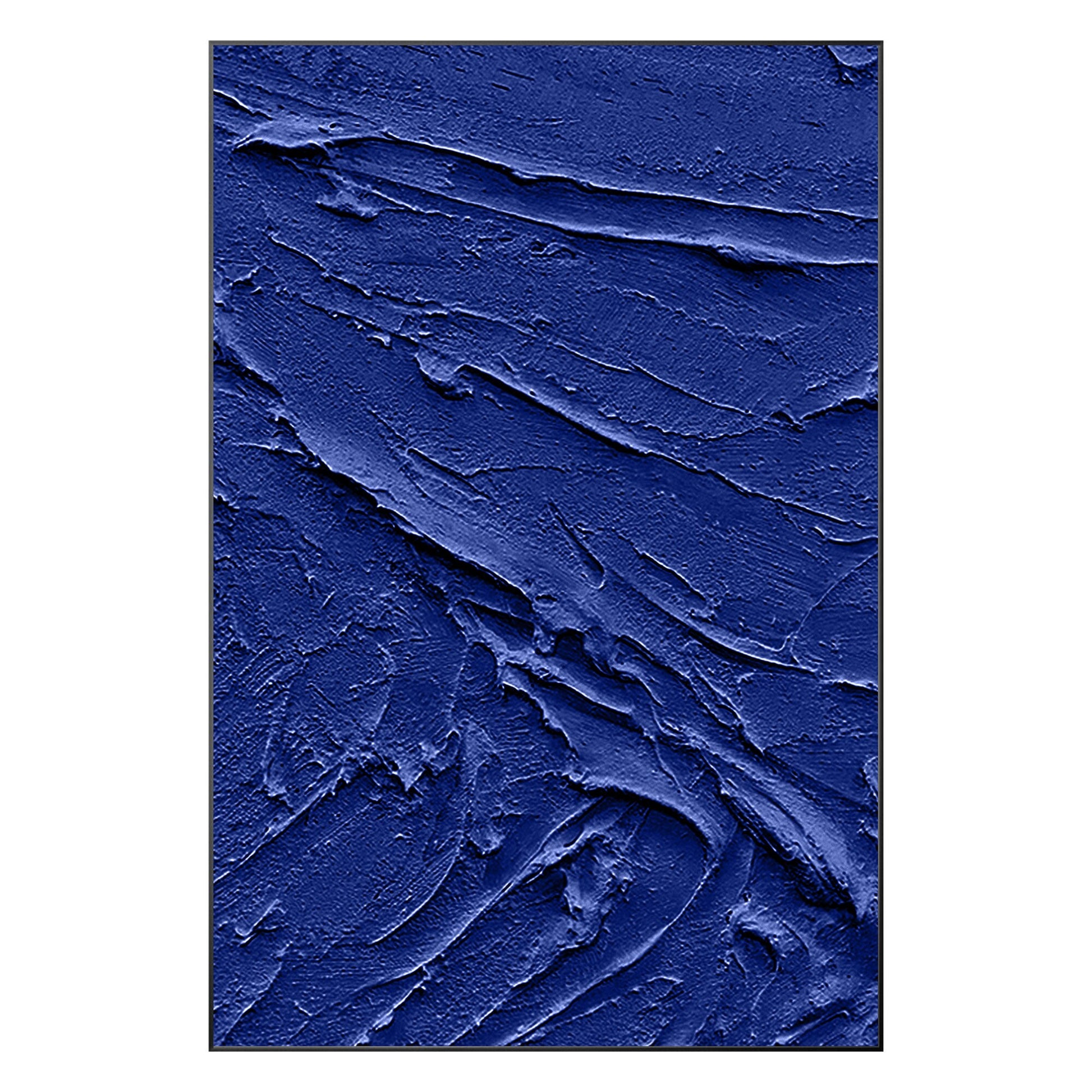 Blauwe zware textuurschildering – extra grote 3D acrylcanvaskunst, minimalistisc #18